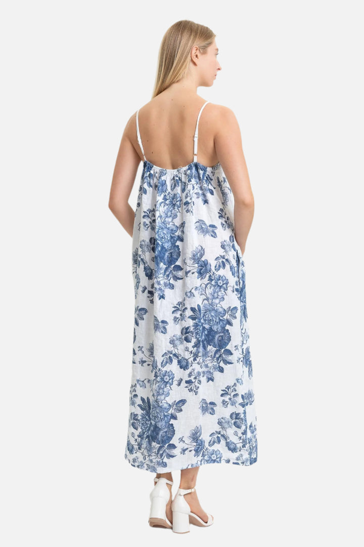 Bianco Floral Fringe Linen Dress