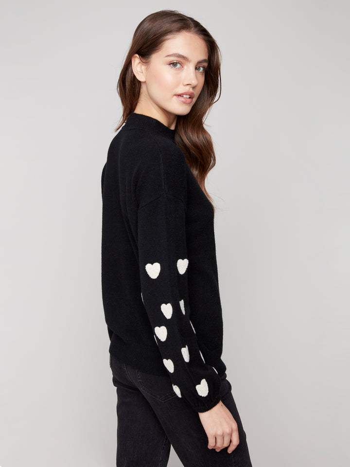 Black Heart Embroidered Sweater
