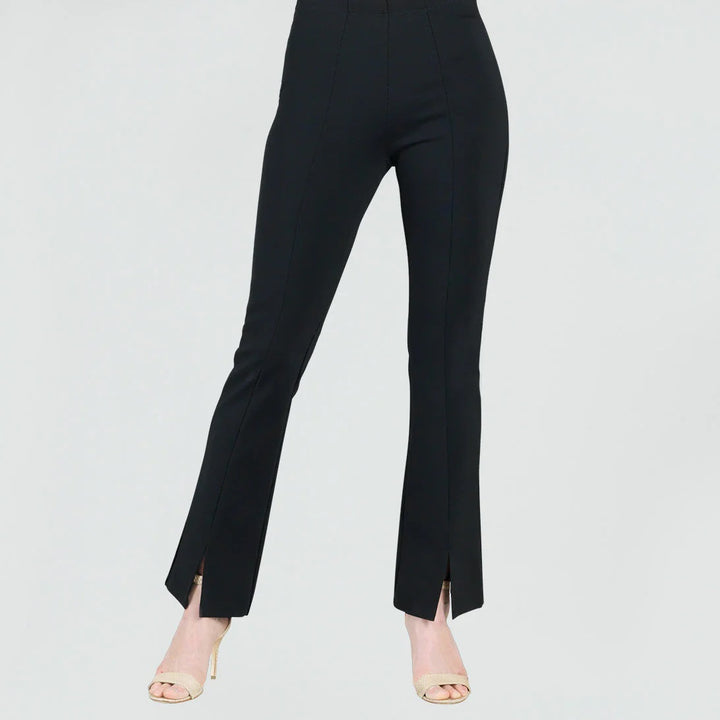 Black Ponte Front Slit Pant