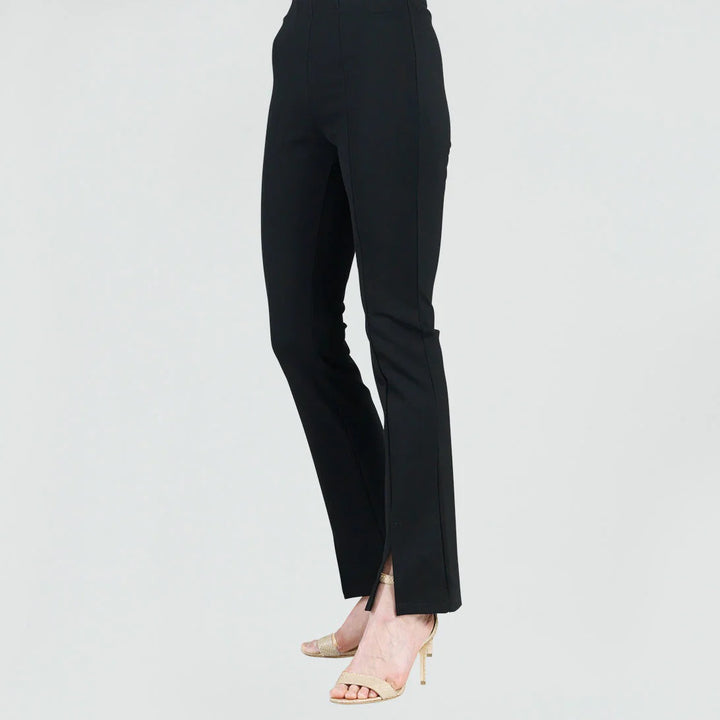 Black Ponte Front Slit Pant