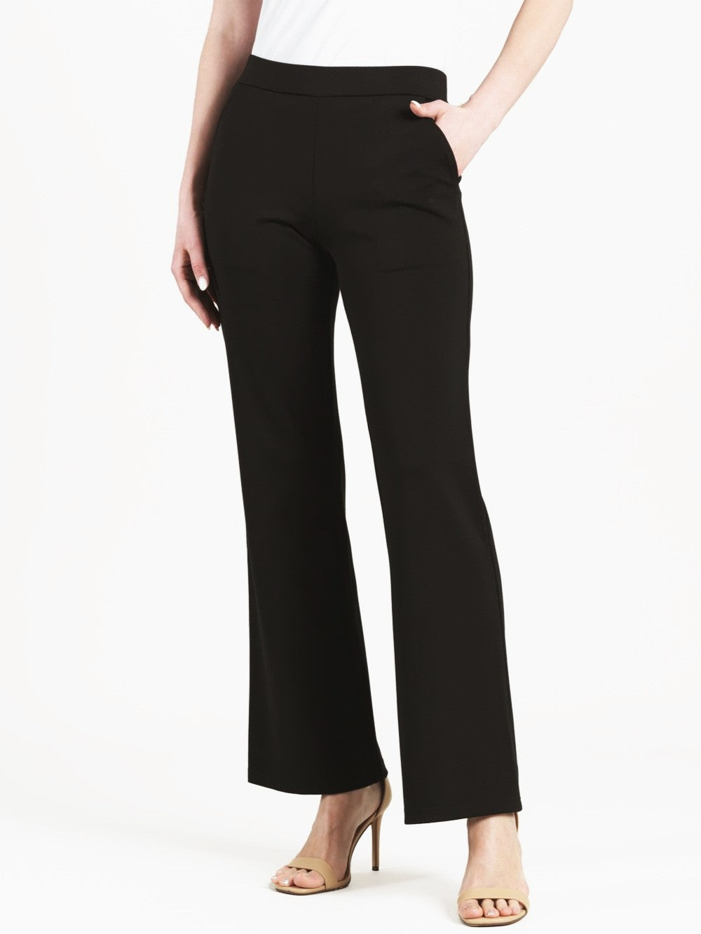 ponte knit dress pants Fishers Finery Women's Ecofabric Ponte Stretch Boot Leg Dress Pant; Pull On