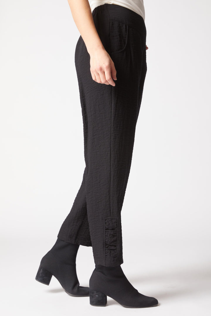 Black Ruched Ankle Pant