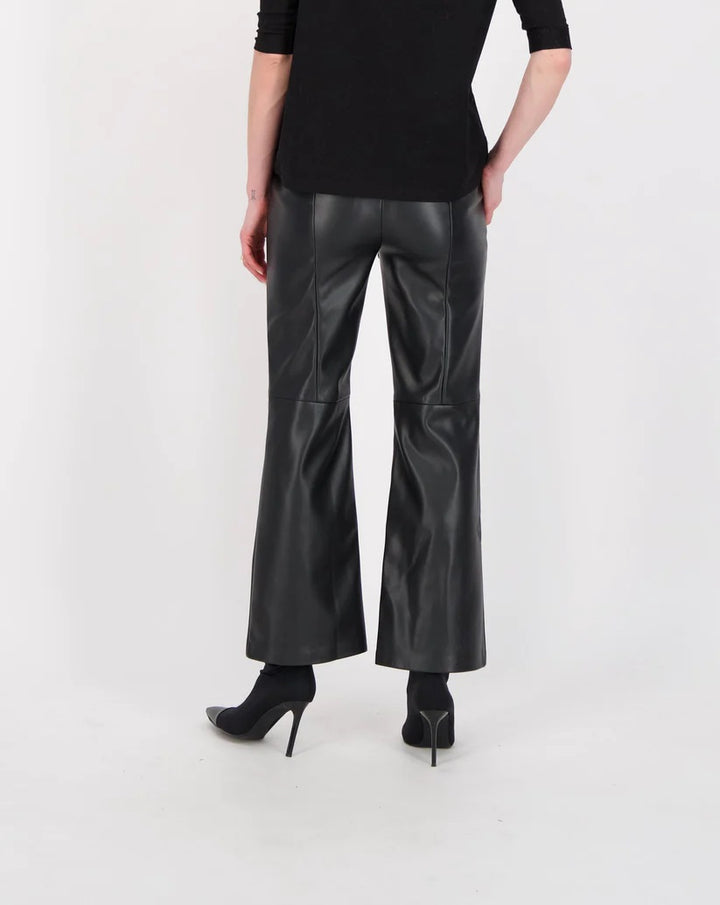 Black Vegan Leather Flare Leg Pant