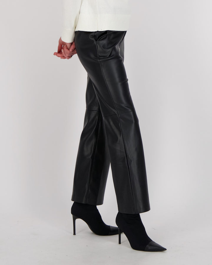 Black Vegan Leather Flare Leg Pant