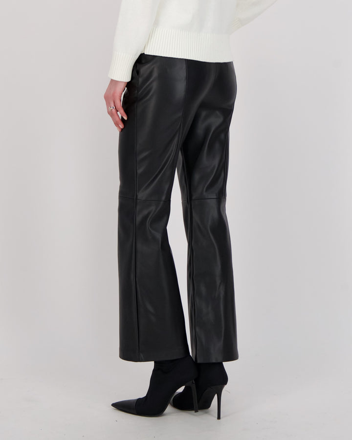 Black Vegan Leather Flare Leg Pant
