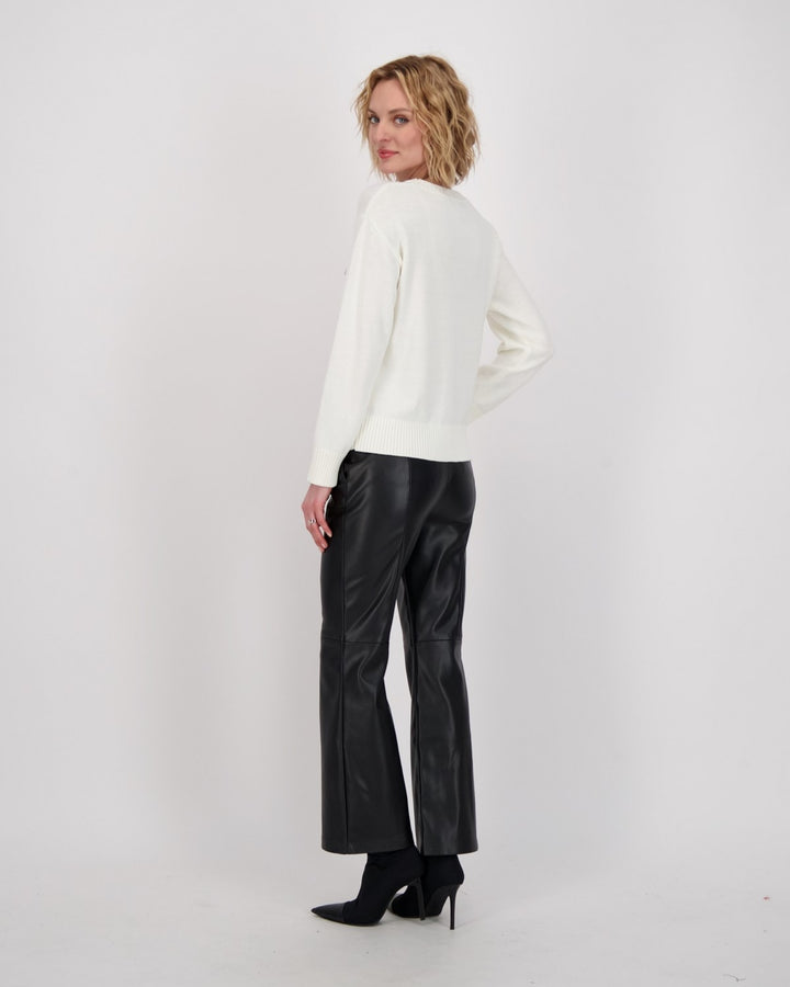 Black Vegan Leather Flare Leg Pant