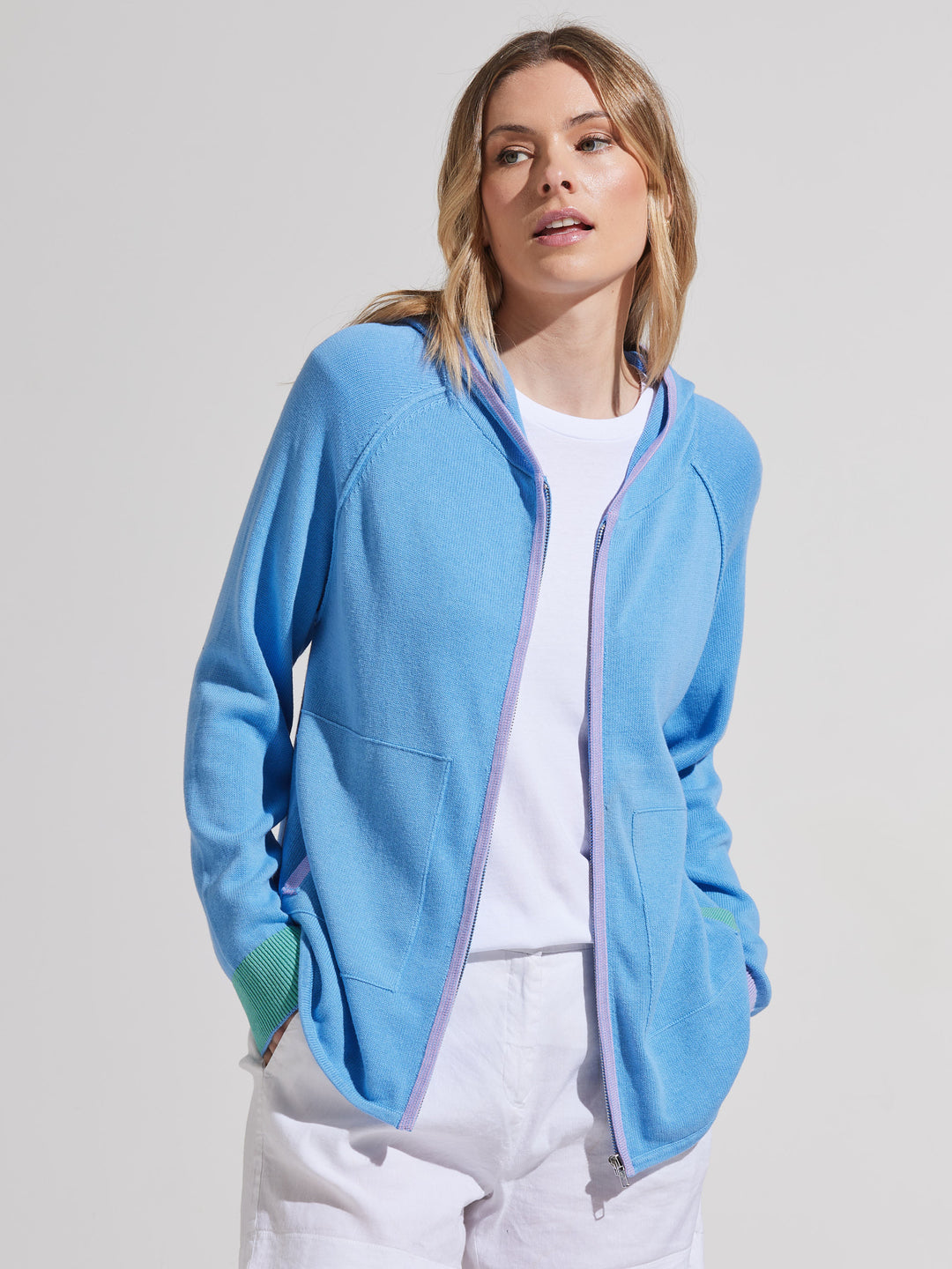 Blue Chunky Cotton Hoodie