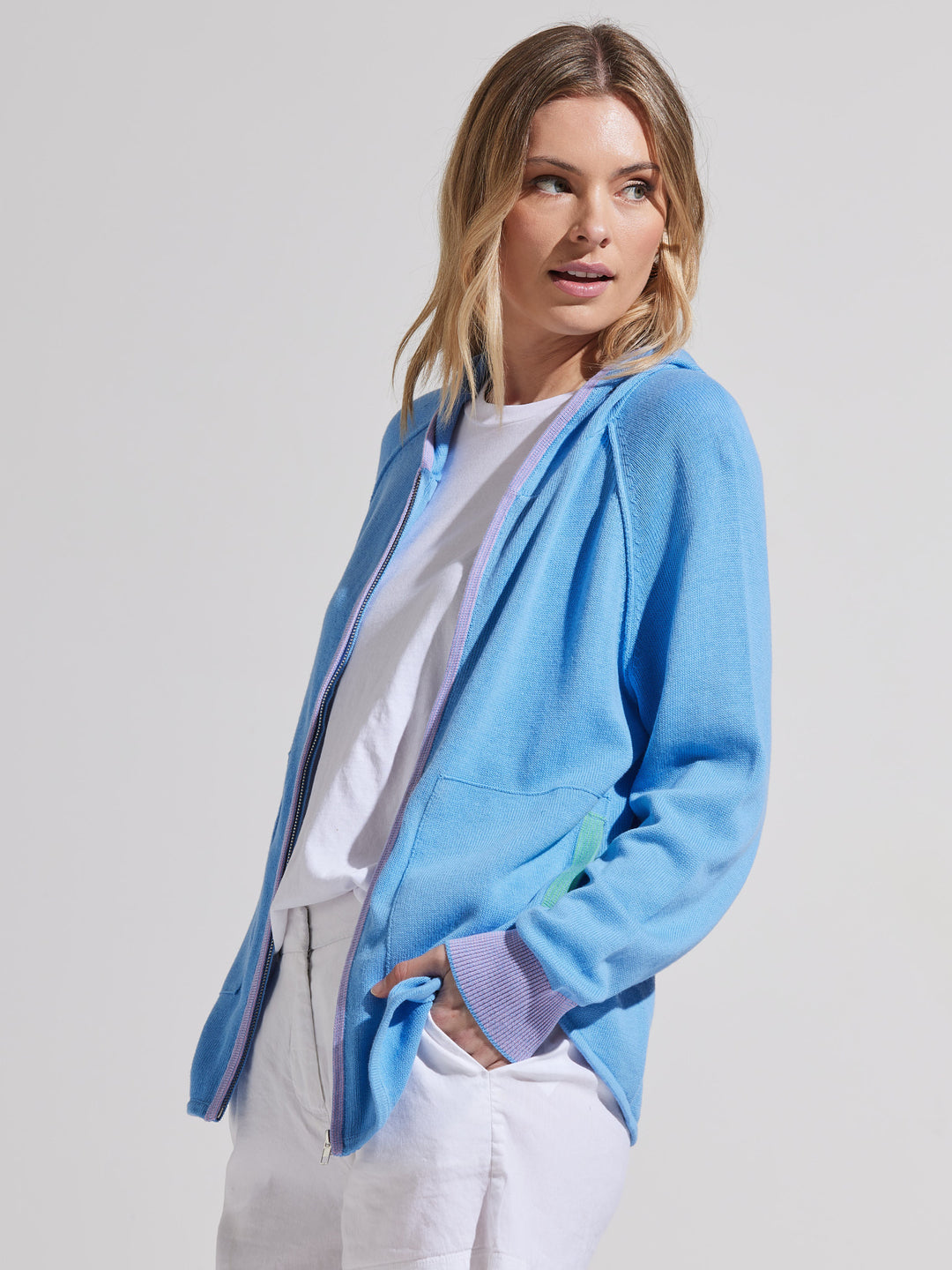 Blue Chunky Cotton Hoodie