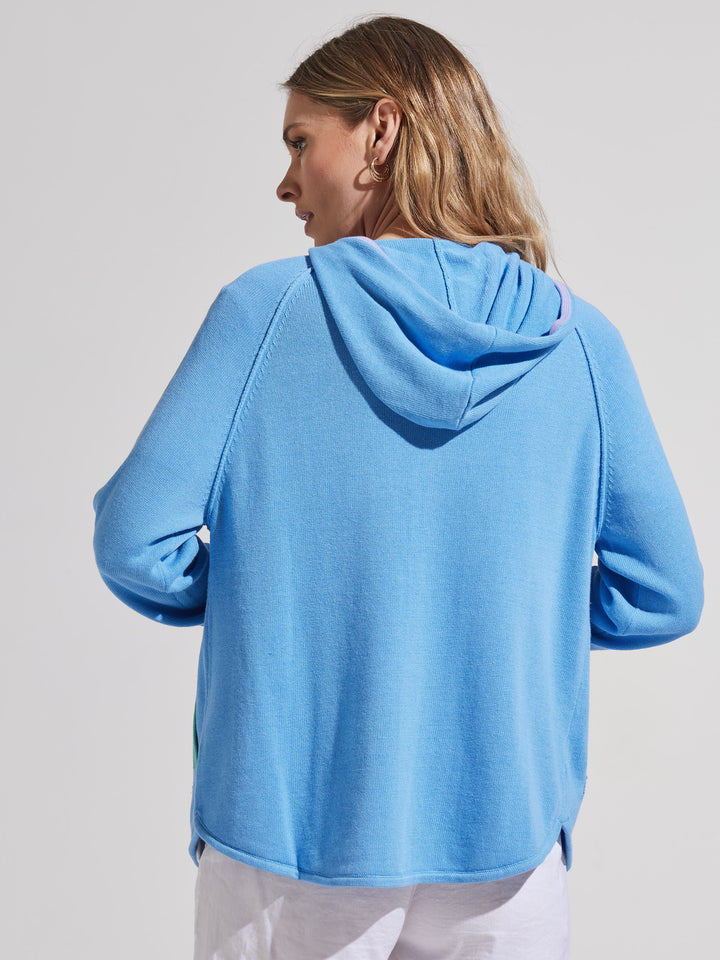 Blue Chunky Cotton Hoodie