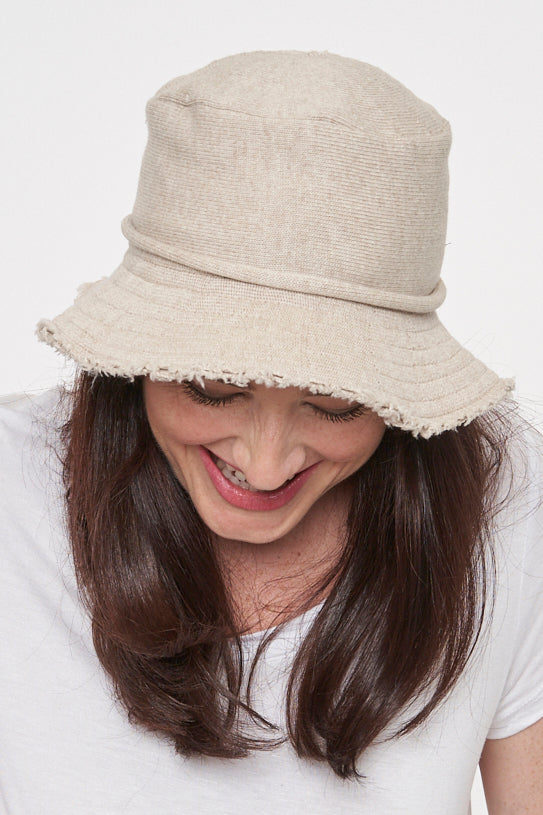 Bucket Hat With Frayed Edge