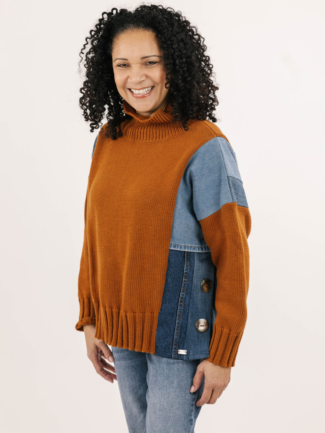 Charlie Toffee Denim Detail Sweater