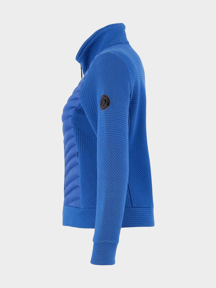 Cobalt Zip Up Mixed Lines Jacquard Jacket