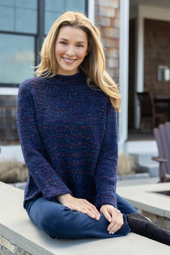 Confetti Navy Funnel Neck Pullover