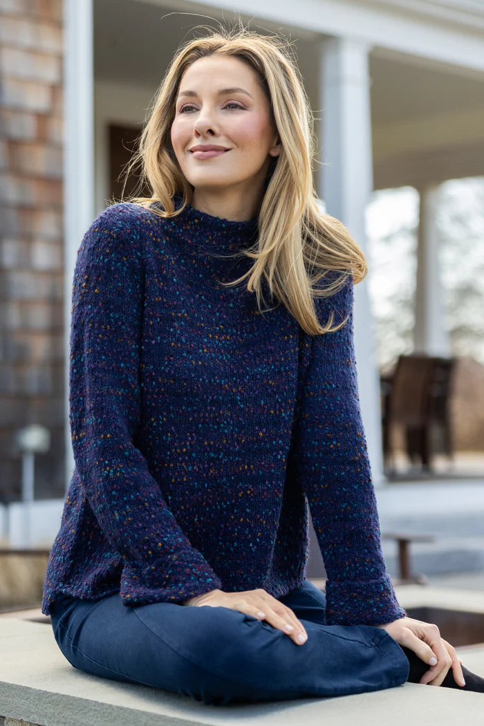 Confetti Navy Funnel Neck Pullover