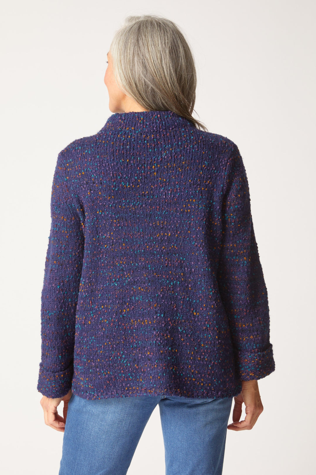 Confetti Navy Funnel Neck Pullover