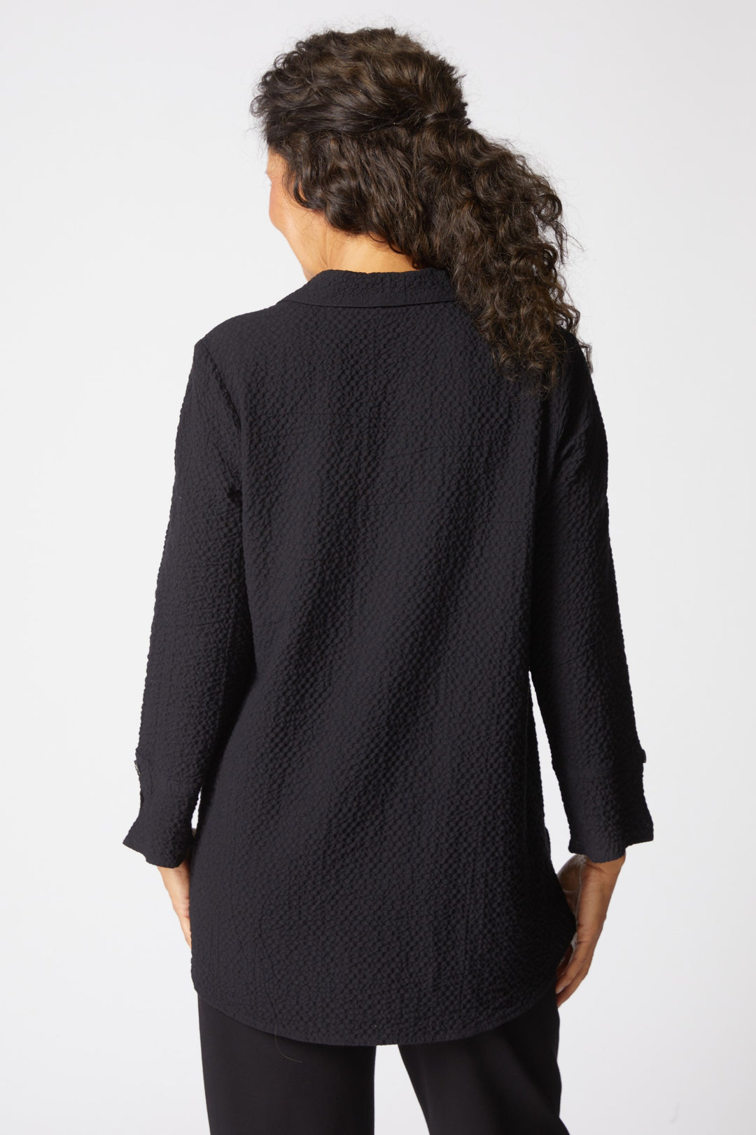 Crinkle Crepe Black Patch Button Tunic