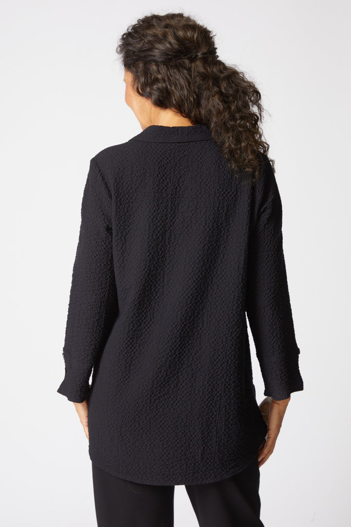 Crinkle Crepe Black Patch Button Tunic