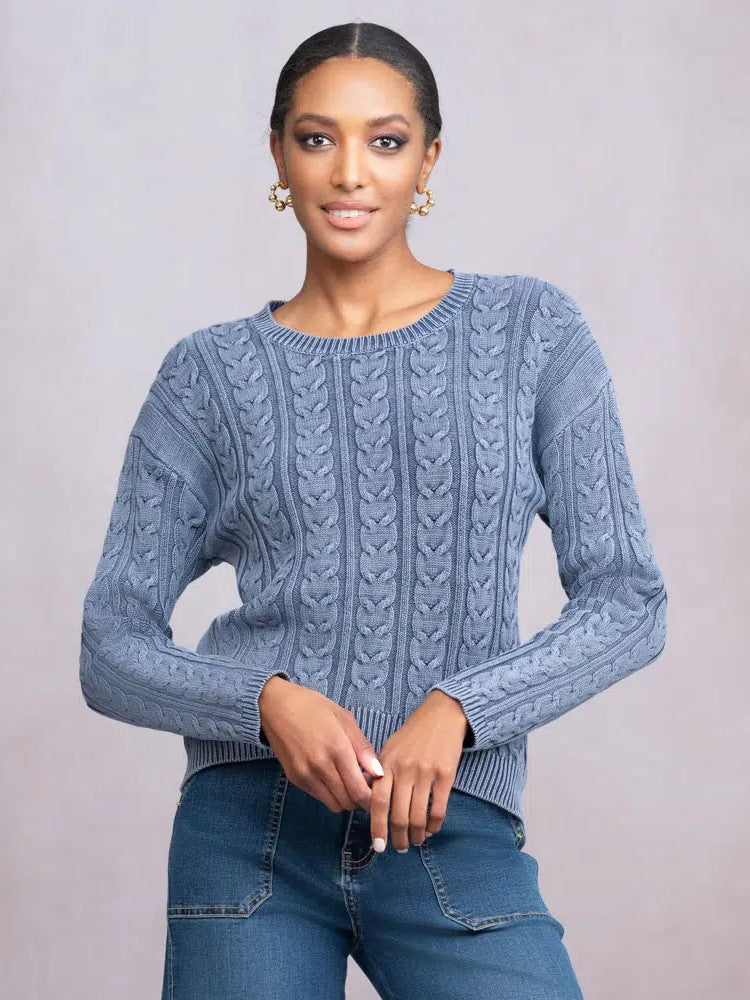 Denim Blue Cable Knit Sweater