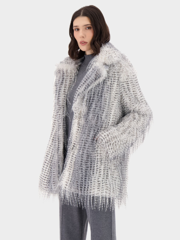 Eyelash Animal Print Faux Fur Short Coat