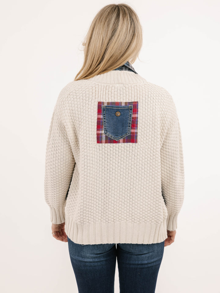 Flannel and Denim Patch Trail Sweater
