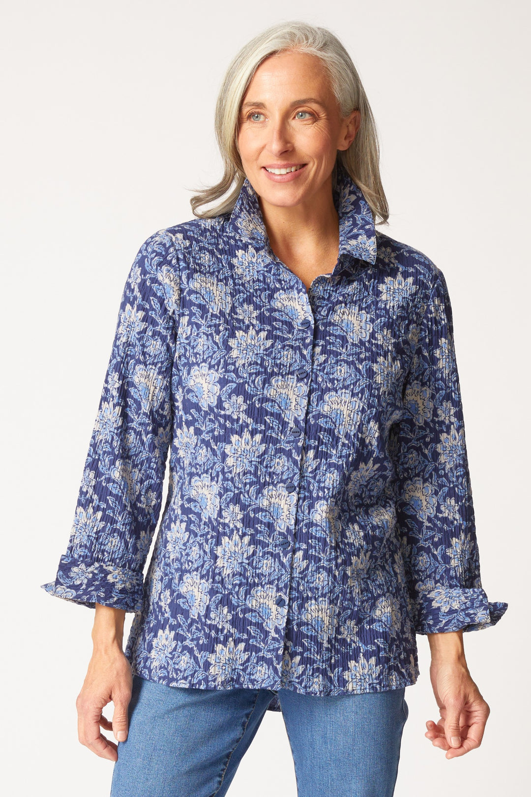 Floral Block Print Ink Floral Shaped Shirt