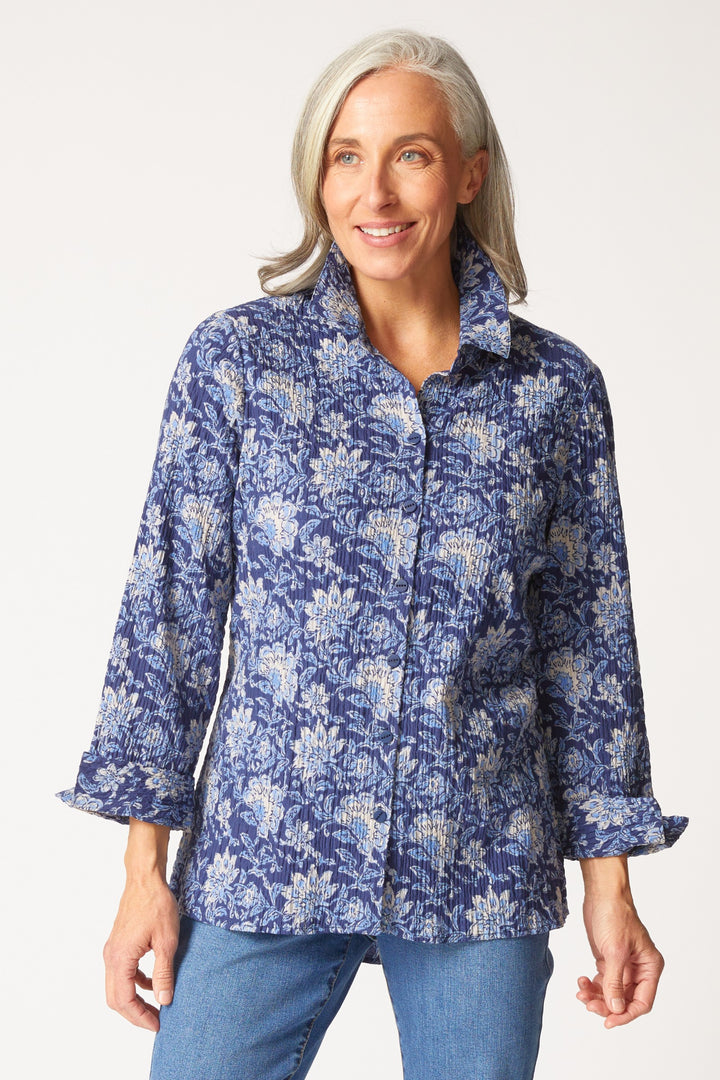 Floral Block Print Ink Floral Shaped Shirt