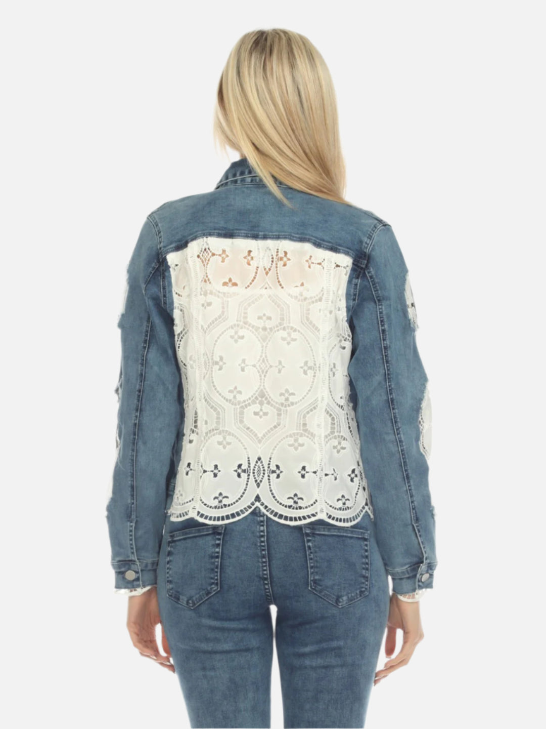 Gina Eyelet Insert Denim Jacket
