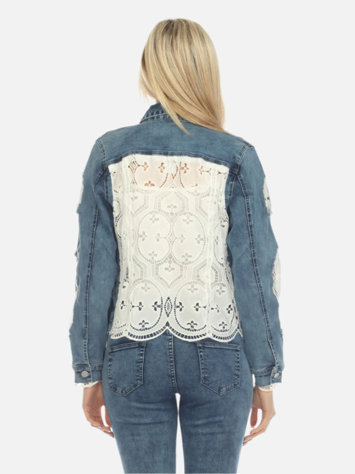 Gina Eyelet Insert Denim Jacket
