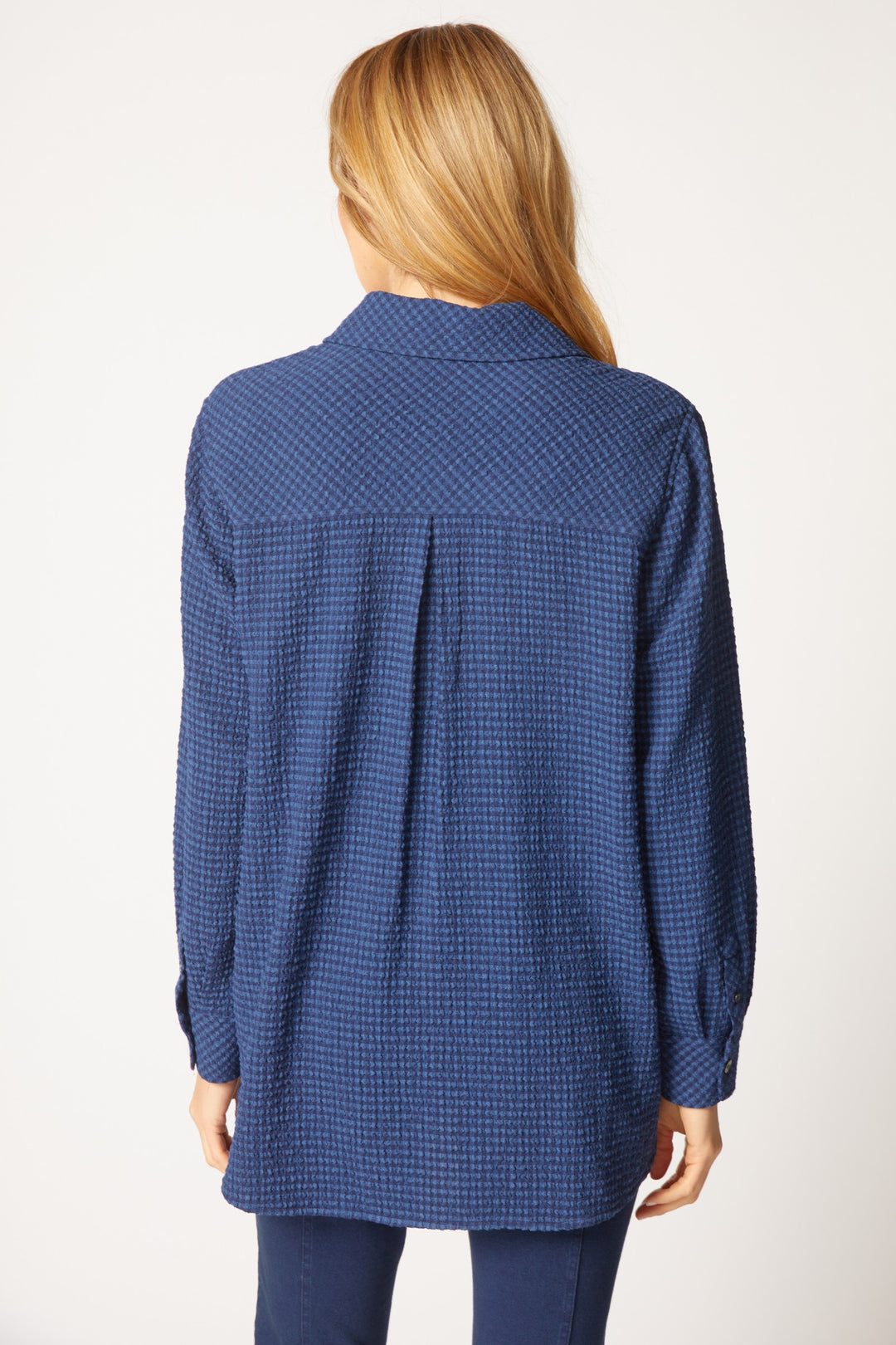 Girl Gone Plaid Navy Boyfriend Shirt
