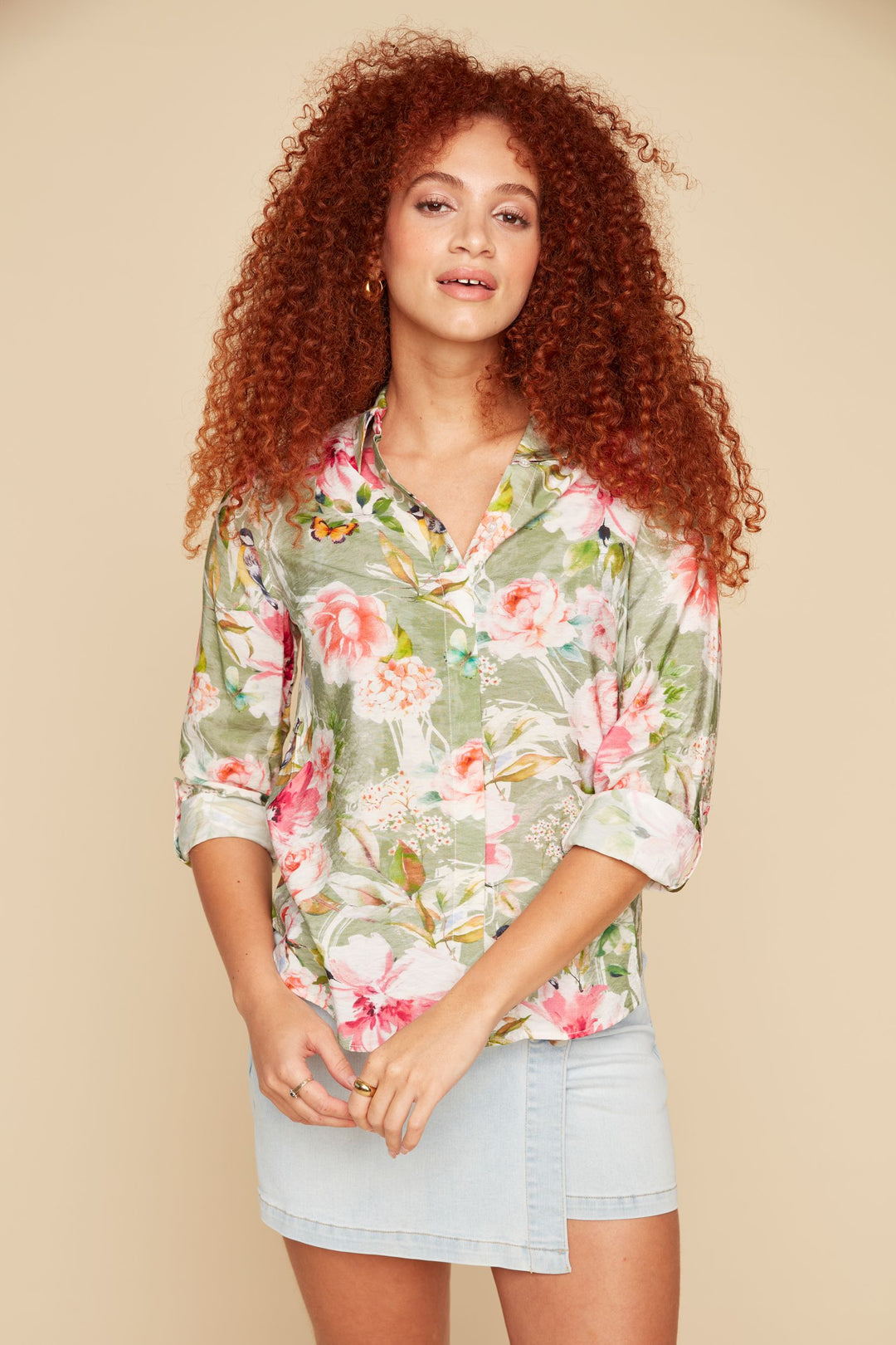 Green Floral Blouse