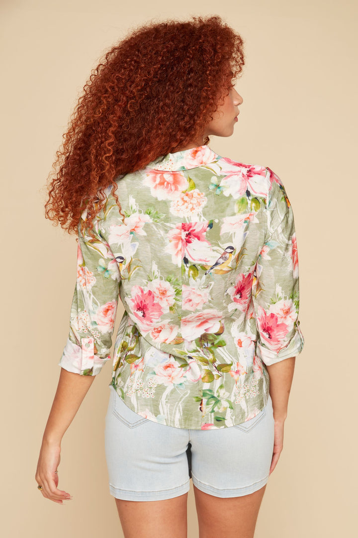 Green Floral Blouse