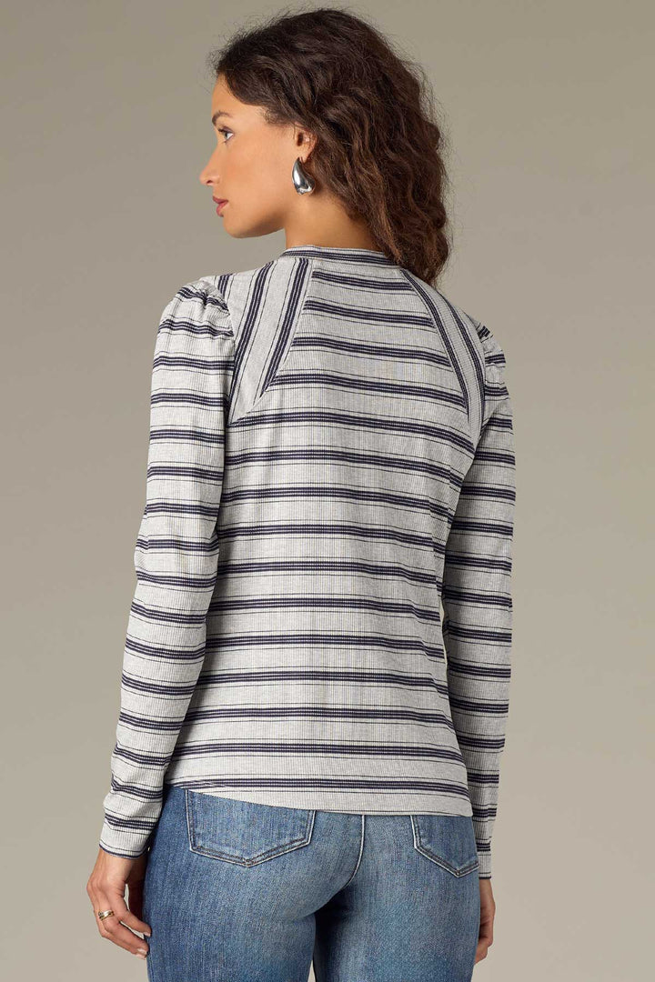 Grey & Navy Striped Top