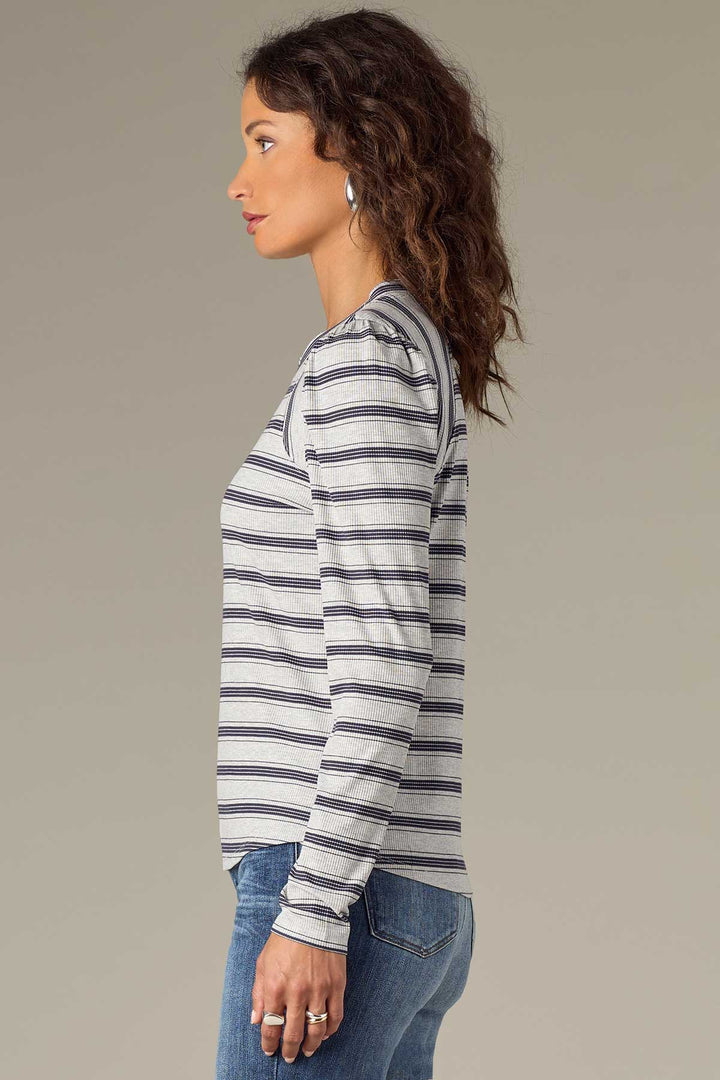 Grey & Navy Striped Top