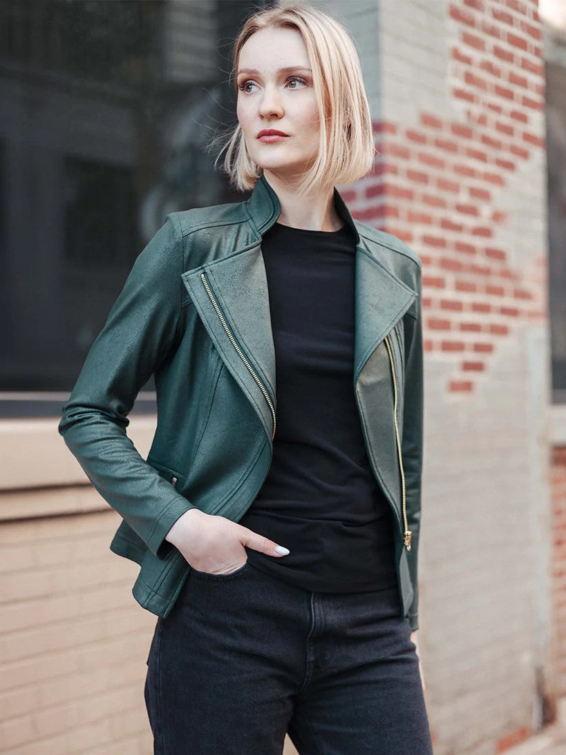 Hunter Green Liquid Leather Signature Jacket Cathy Allan Ladieswear