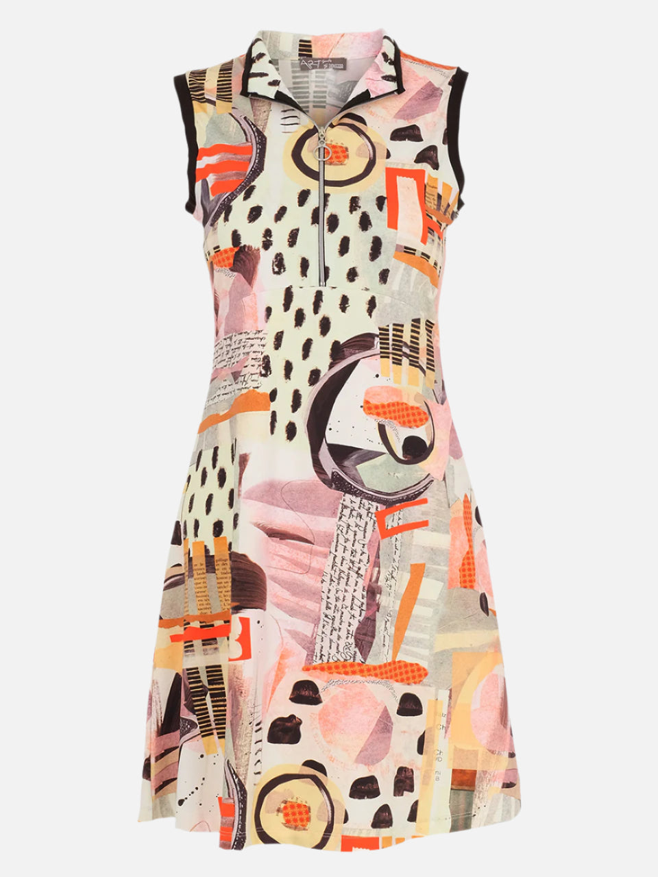 Instamatic Print Zip V-Neck Dress