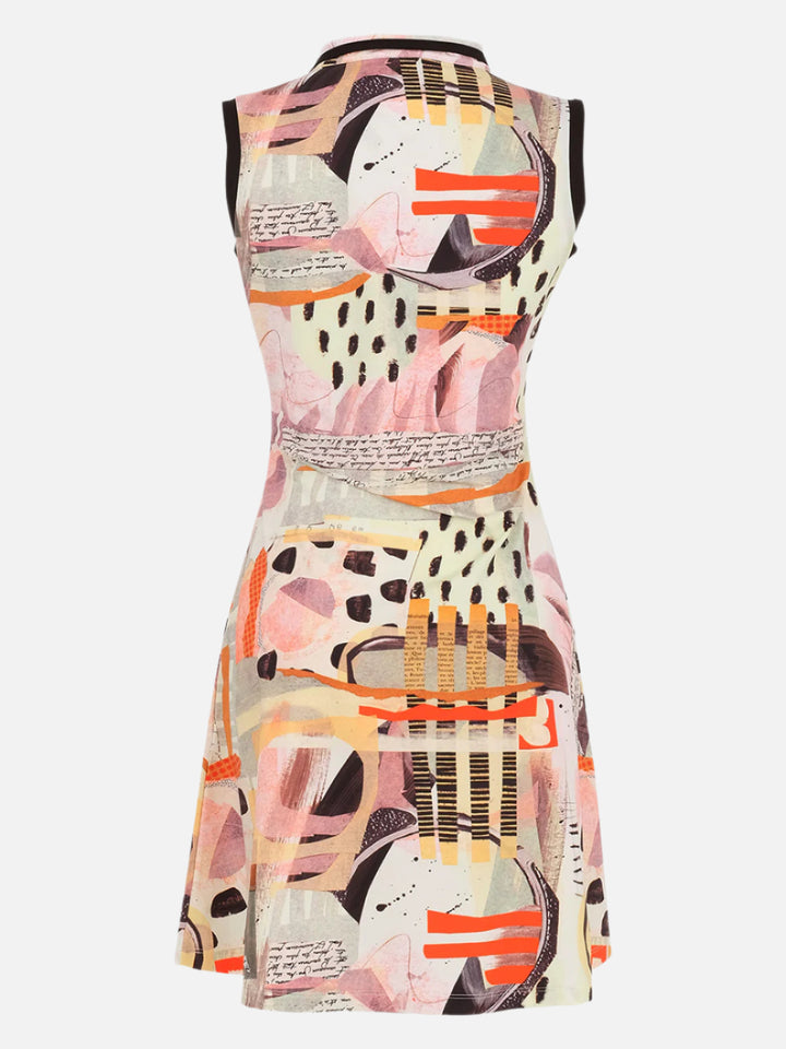 Instamatic Print Zip V-Neck Dress