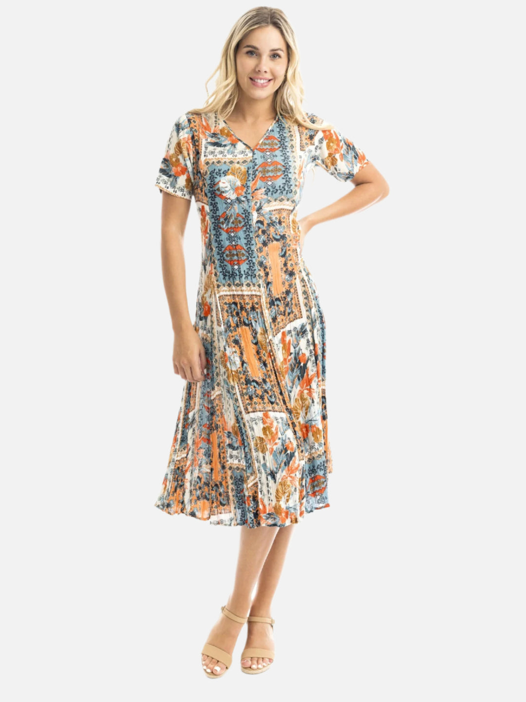 Kauai Short Sleeve Godet Dress