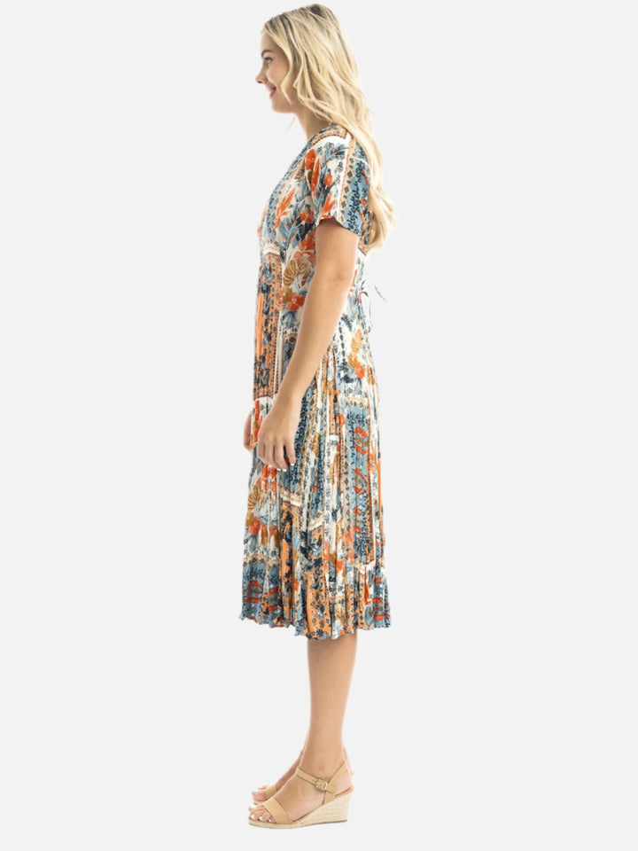 Kauai Short Sleeve Godet Dress