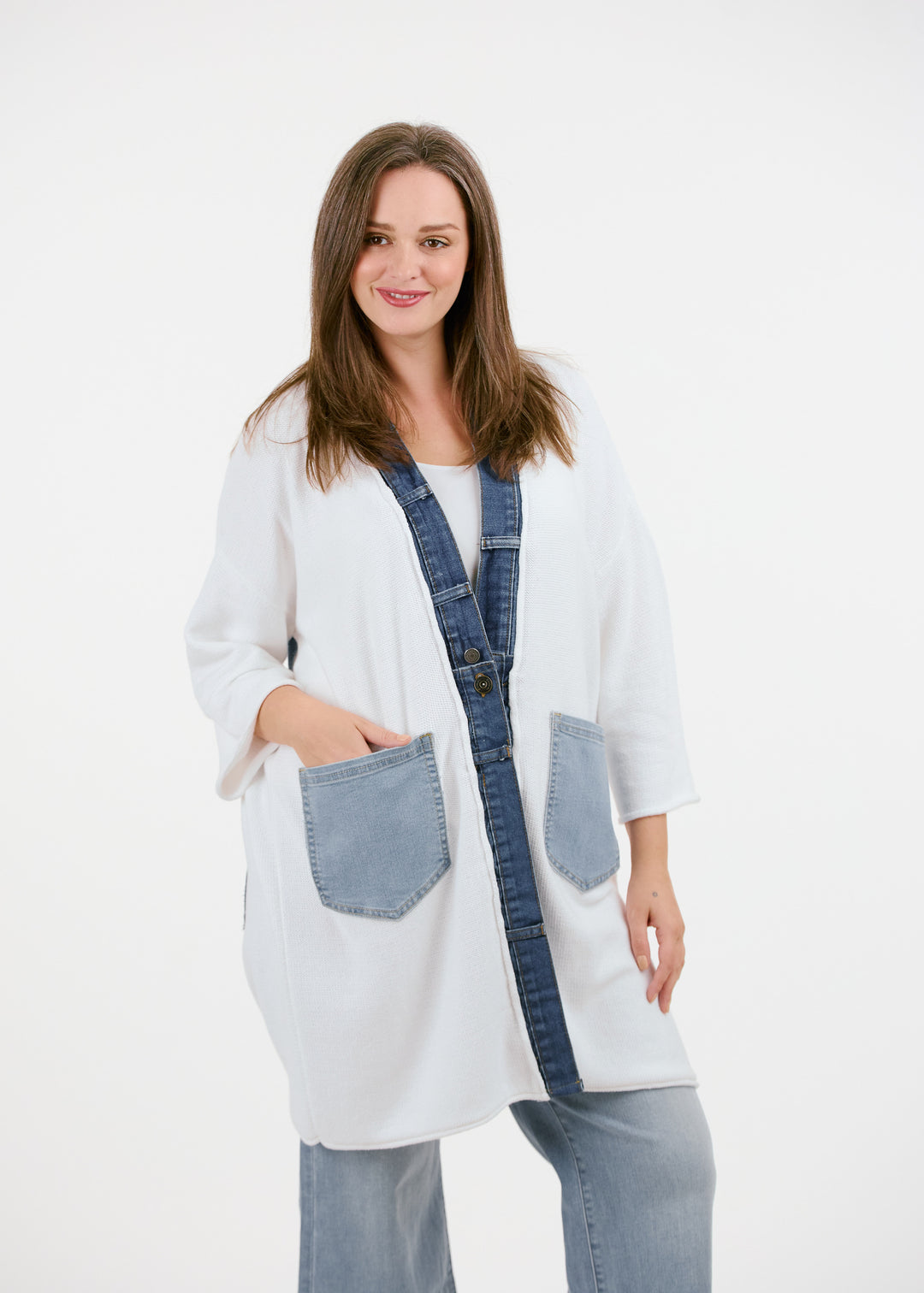 LOVE Denim Detail Cardigan