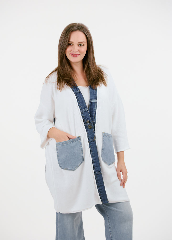 LOVE Denim Detail Cardigan