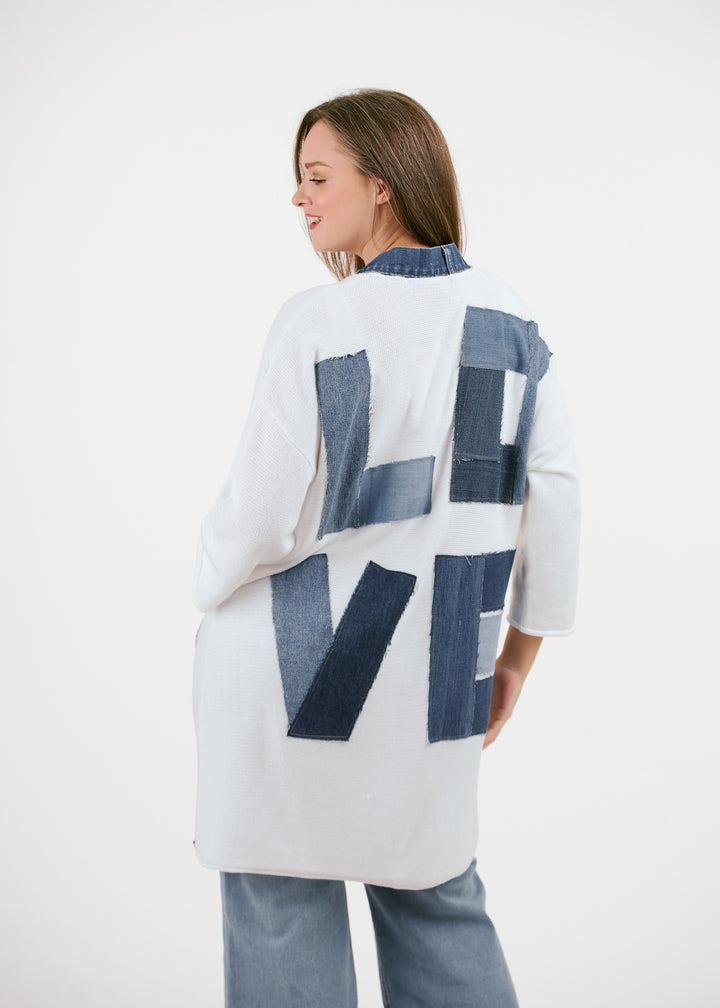 LOVE Denim Detail Cardigan
