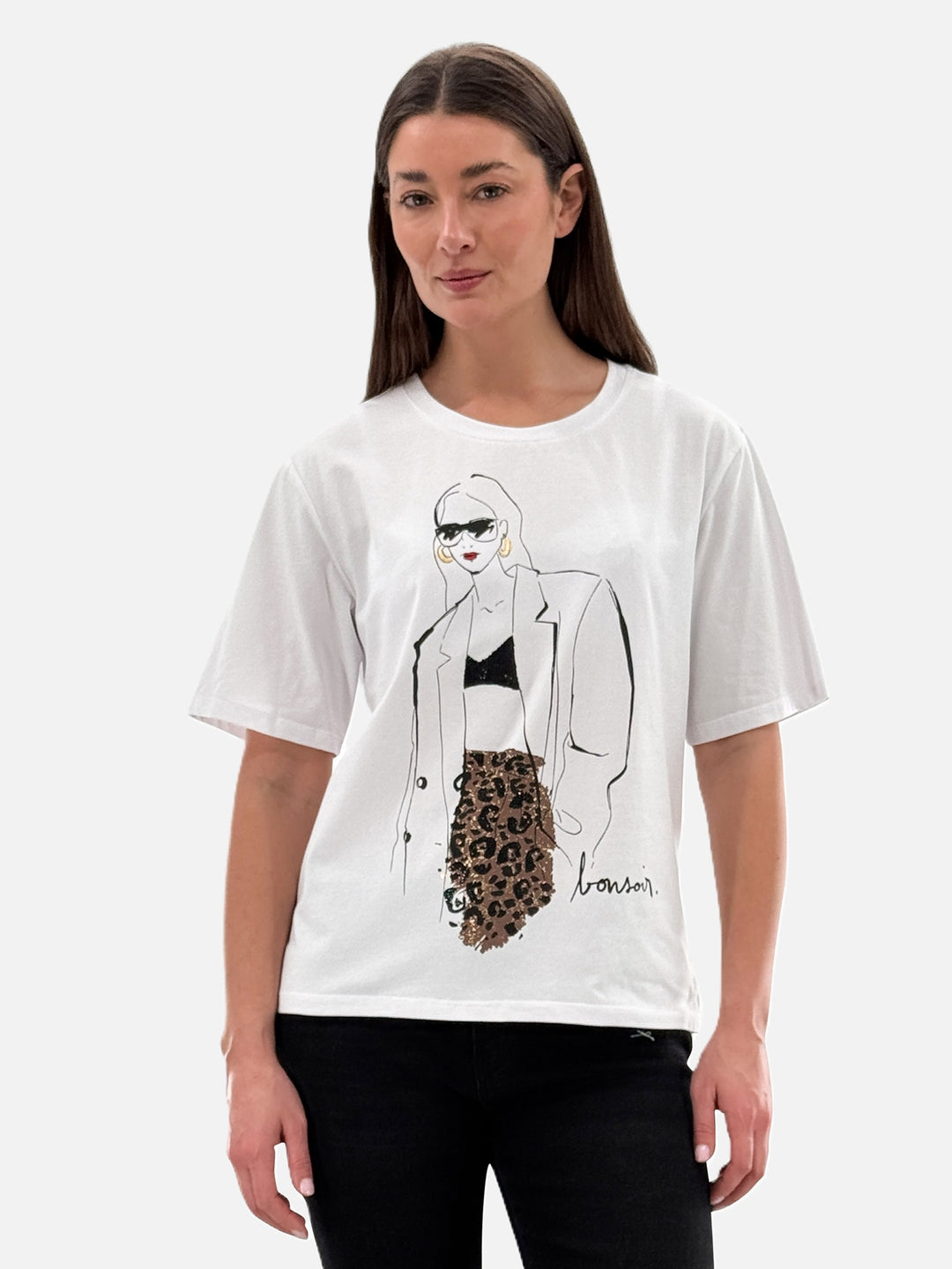 Lady In Animal Print Tee