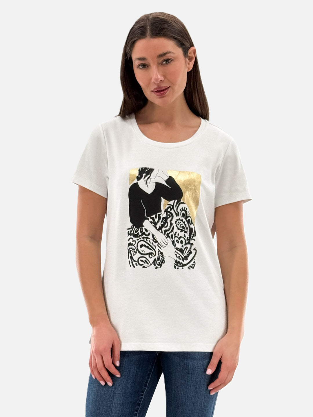 Lady In Jacquard Gold Foil Tee
