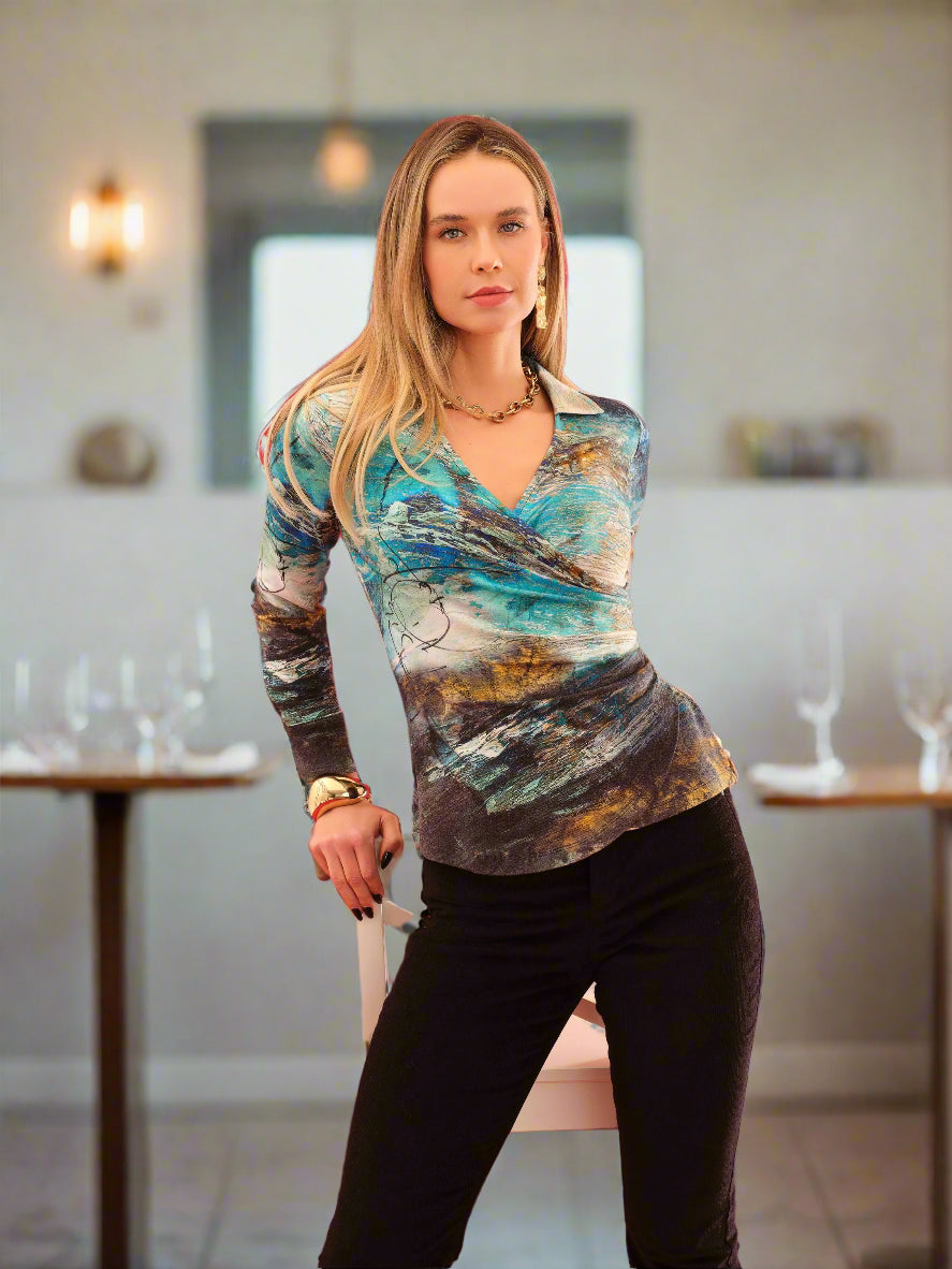 Life is Too Short Print Side Ruched Top