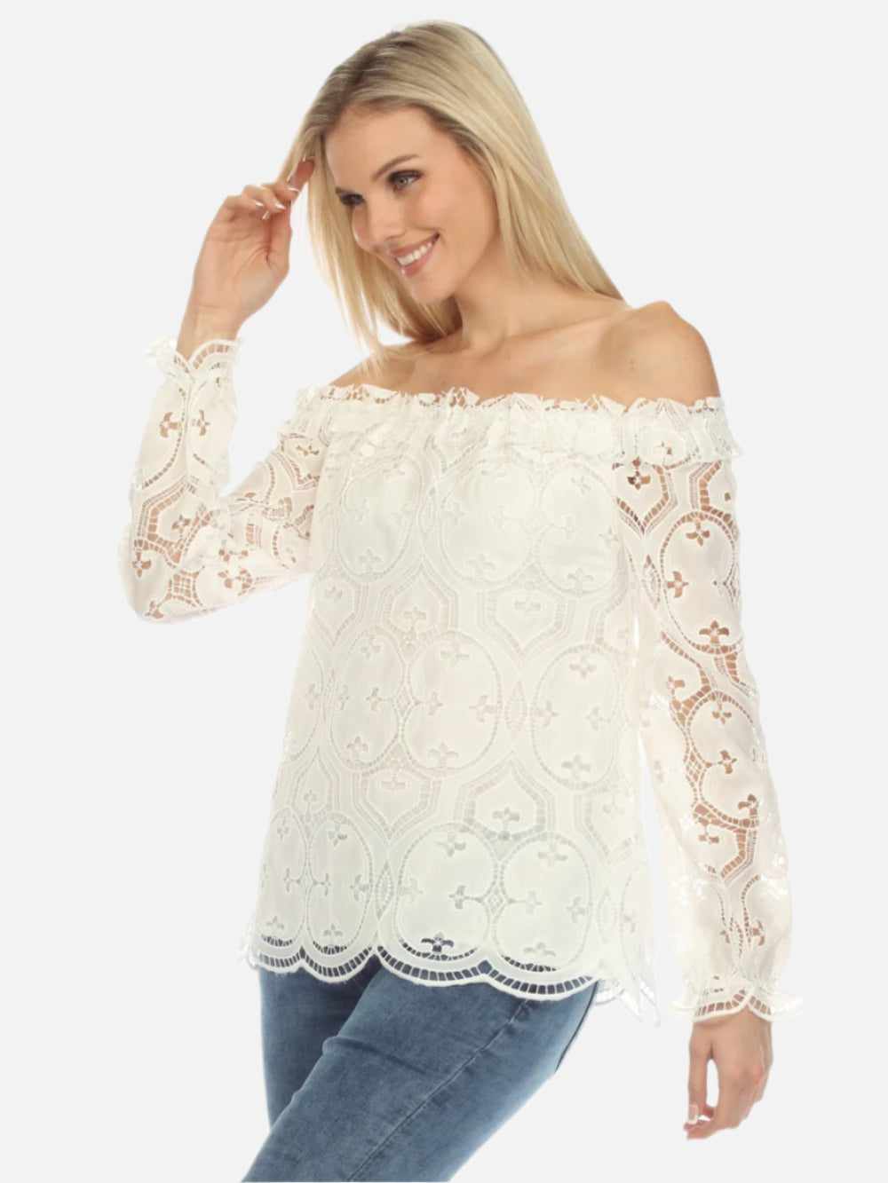 Marcy Off Shoulder Eyelet Blouse