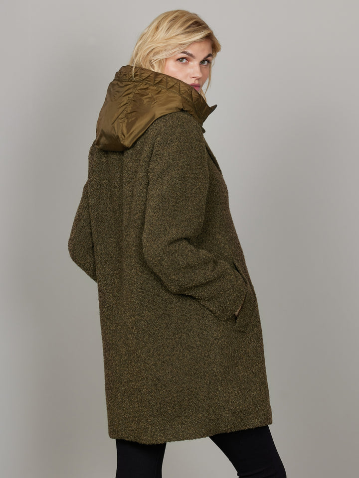 Mathilda Forest Green Boucle Fooler Coat