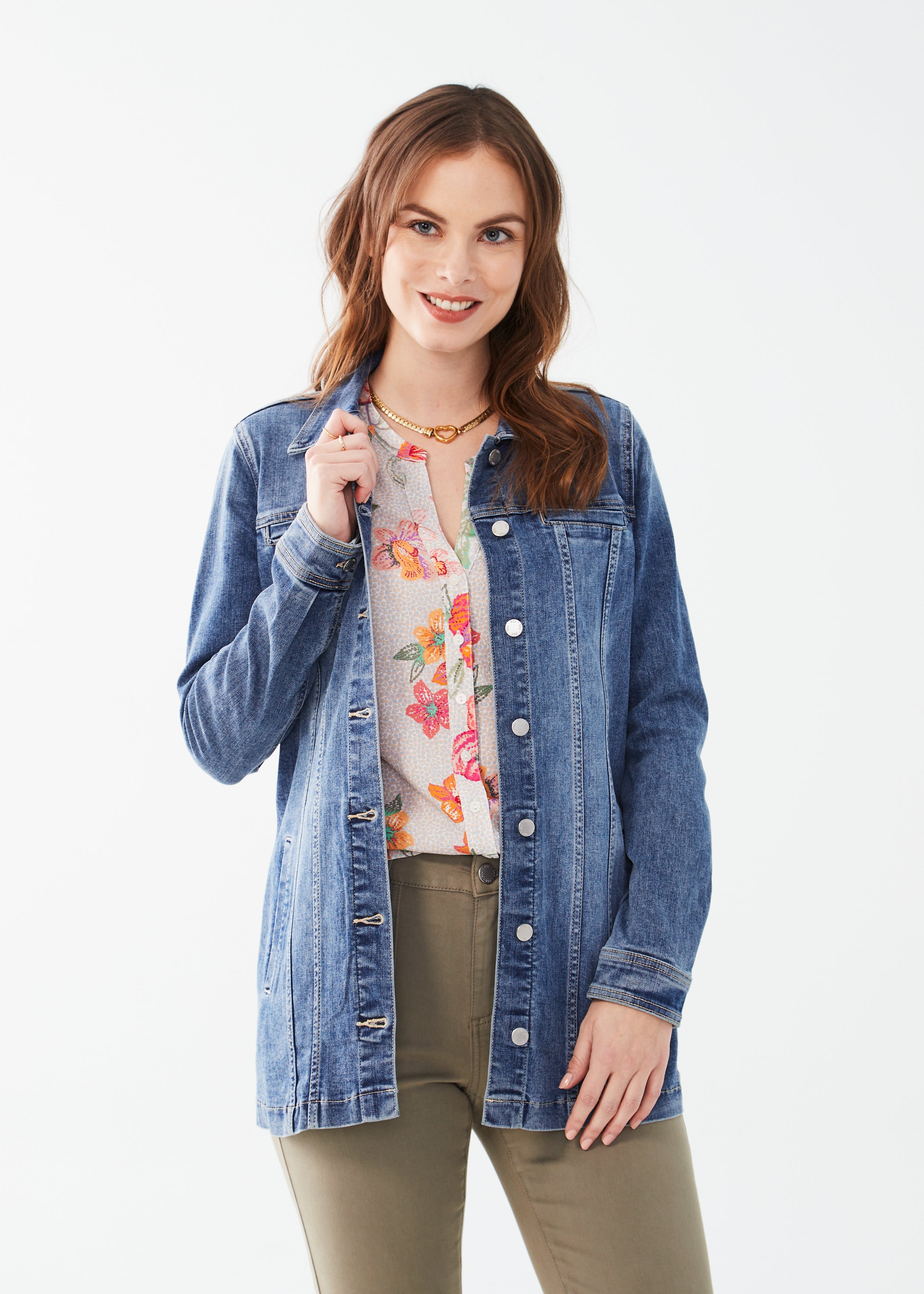 Medium Wash Long Denim Jacket