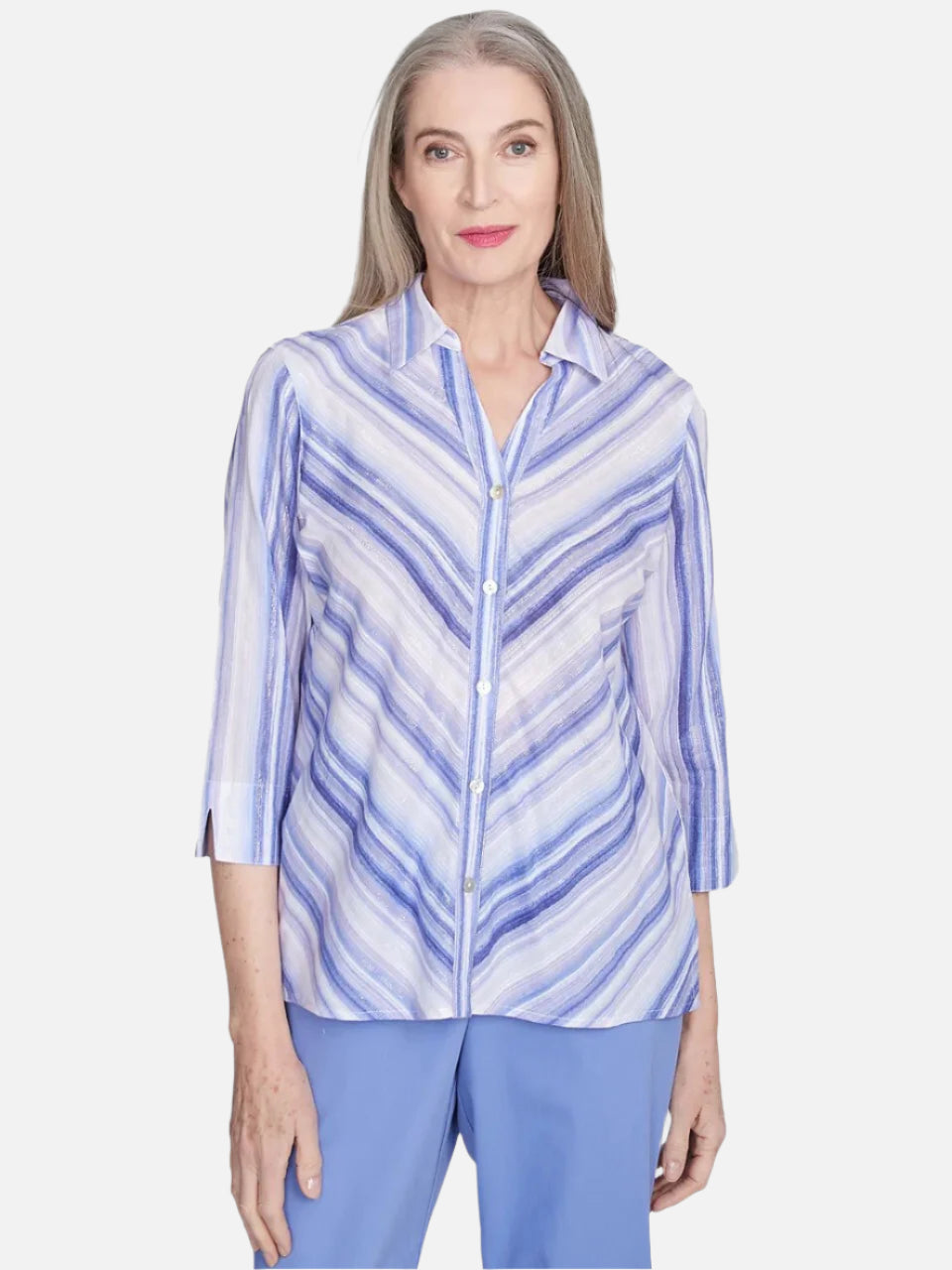 Mitered Iris Button Up Top