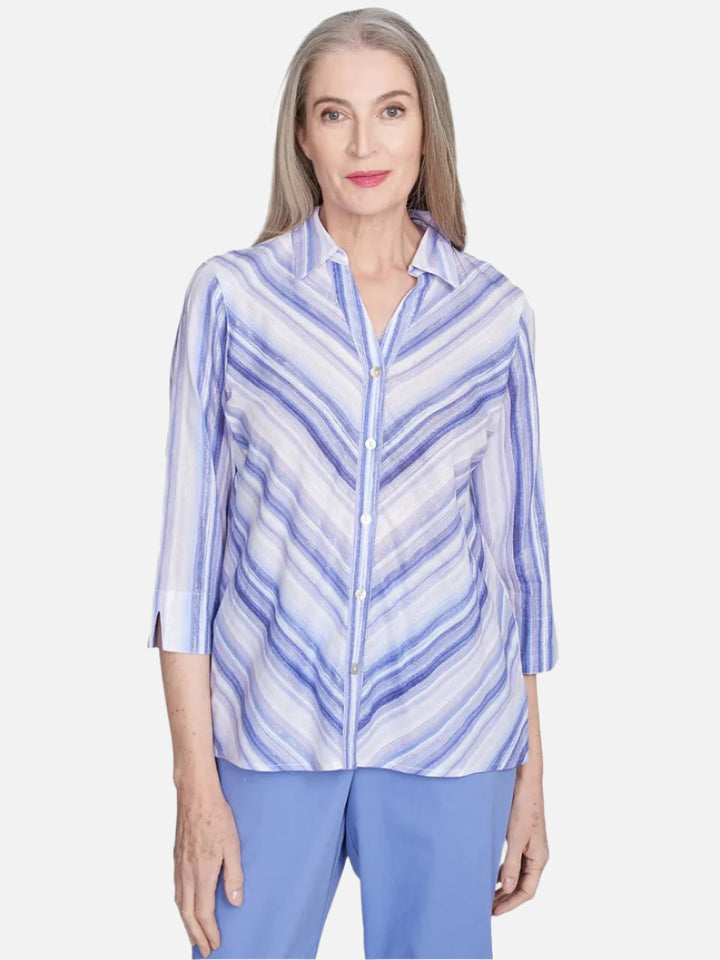 Mitered Iris Button Up Top