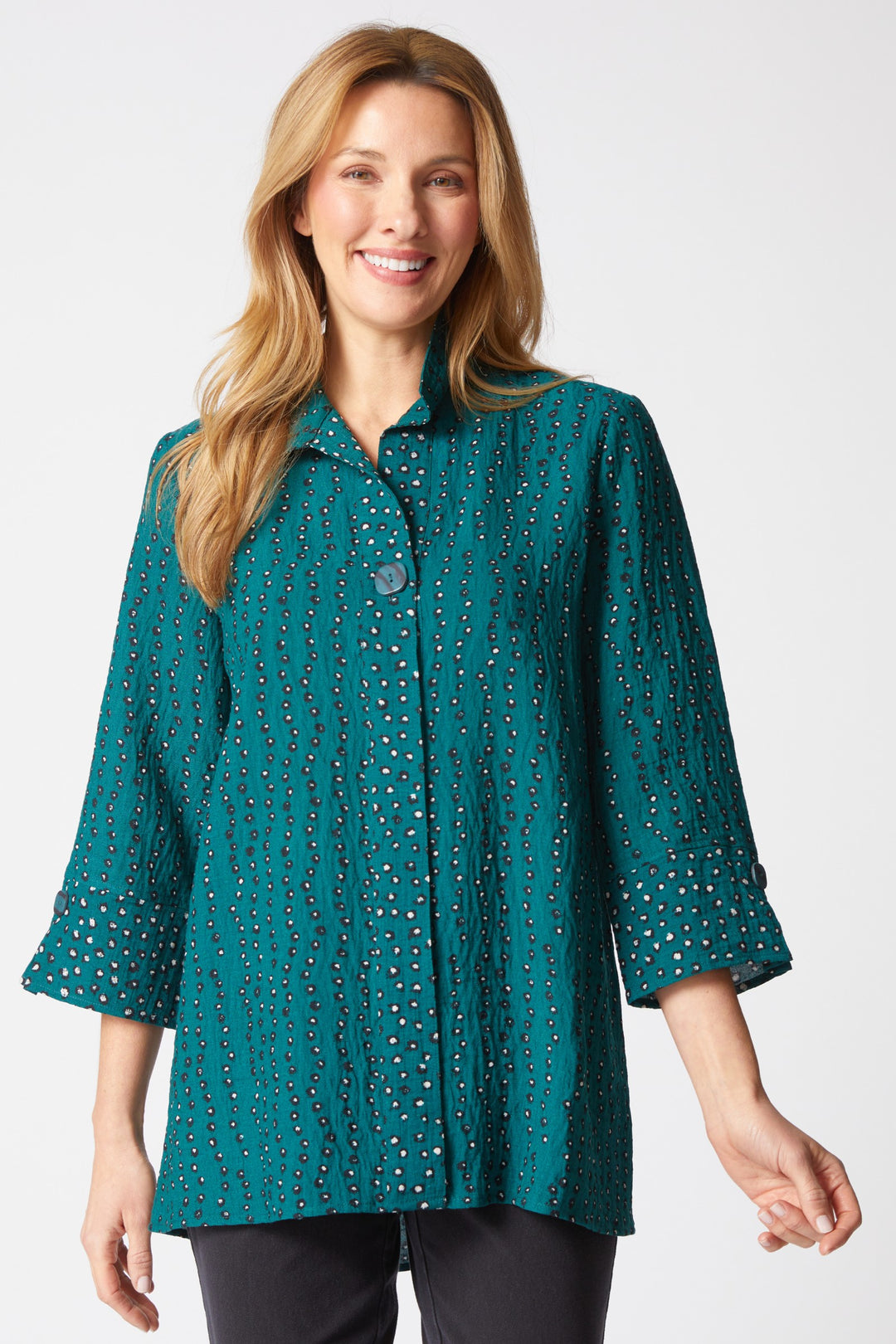 Mixed Dot Juniper Hidden Placket Shirt